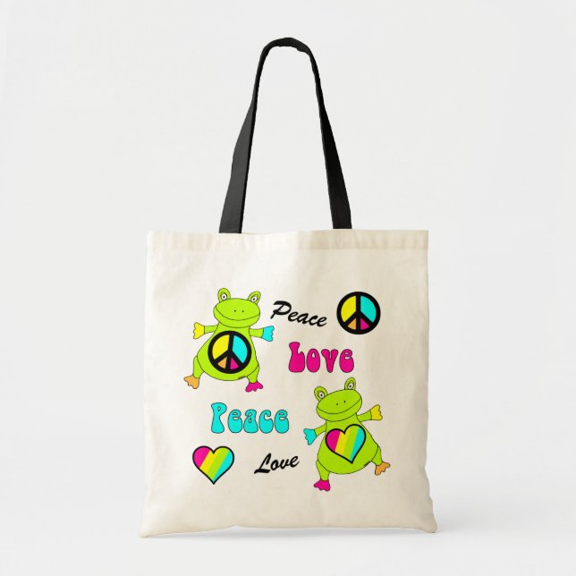 Bolso De Tela Ranas de la paz y del amor (Frente)