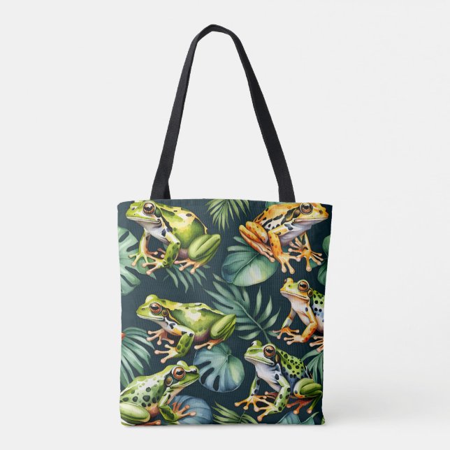 Bolso De Tela Ranas verdes y naranjas (Reverso)