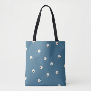 Bolso De Tela Random Cute Kawaii Skull Dots azul pálido