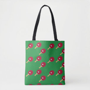 Bolso De Tela Raqueta de tenis de mesa y bola en verde