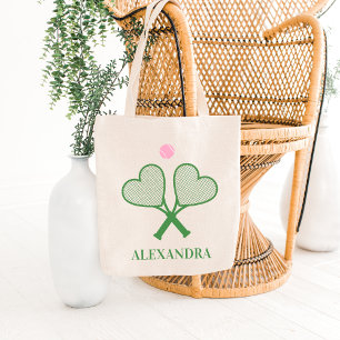 Bolso De Tela Raqueta de Tenis Personalizada Corazón Única