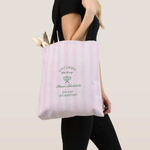 Bolso De Tela Raquetas de tenis verdes Bridal Shower con rayas r