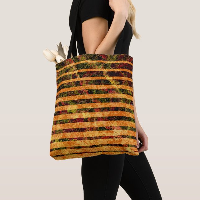 Bolso De Tela Raras rayas naranjas y pequeños cuadrados en línea (Detalle)