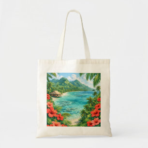 Bolso De Tela Rarotonga Islas Cook Hibisco Tropical Playa
