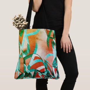 Bolso De Tela Rasas azules o cian sobre un naranja rústico rojiz