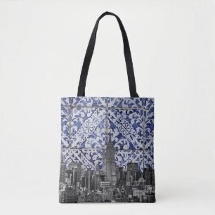 Bolso De Tela Rascacielos de Nueva York se encuentran con mosaic