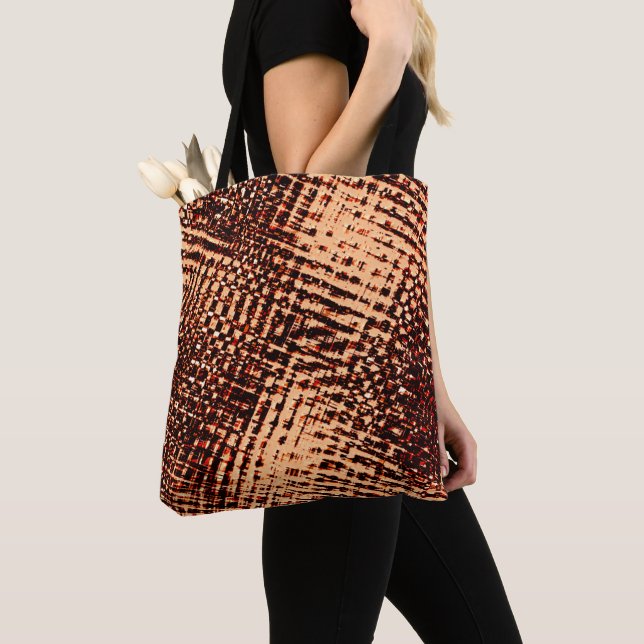 Bolso De Tela Rasgos cruzados gruesos en naranja con sombra (Detalle)