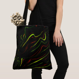 Bolso De Tela Rasgos ondulados verdes y rojos en fondos negros