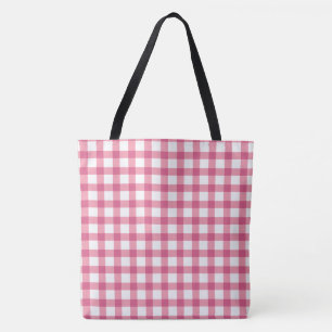Bolso De Tela Raspberry Pink Gingham Plaid Check Pattern