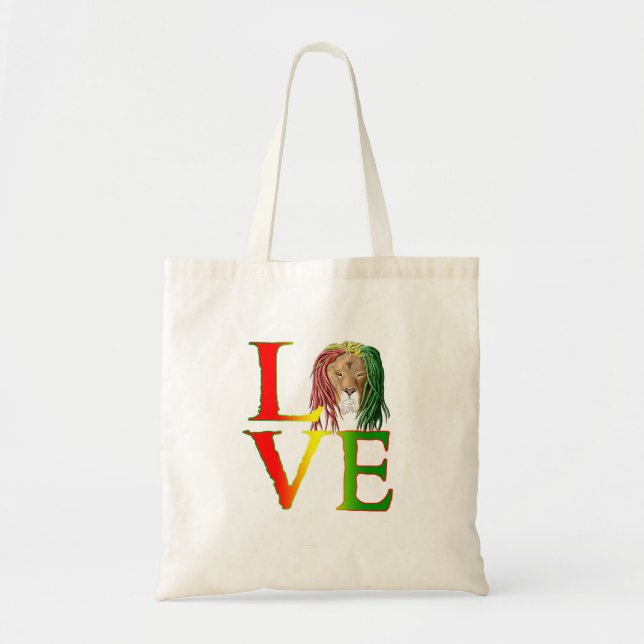 Bolso De Tela Rasta León Jamaiquino Reggae Love (Frente)