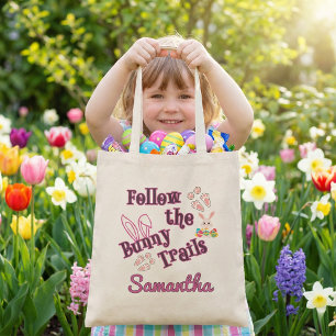 Bolso De Tela Rastreadores de conejos personalizados de Pascua