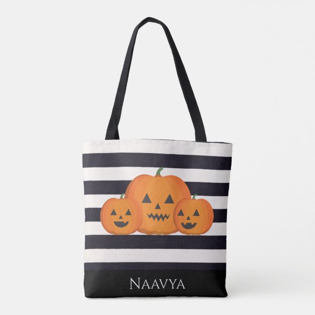Bolso De Tela Rastreo de nombre personalizado de Halloween o cal (Reverso)