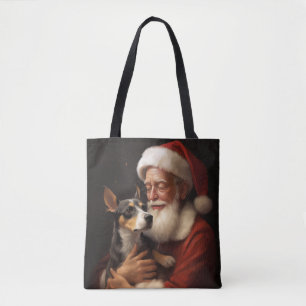 Bolso De Tela Rat Terrier Con Santa Claus Navidades festivos