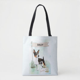 Bolso De Tela Rat Terrier Watercolor Personalized Dog
