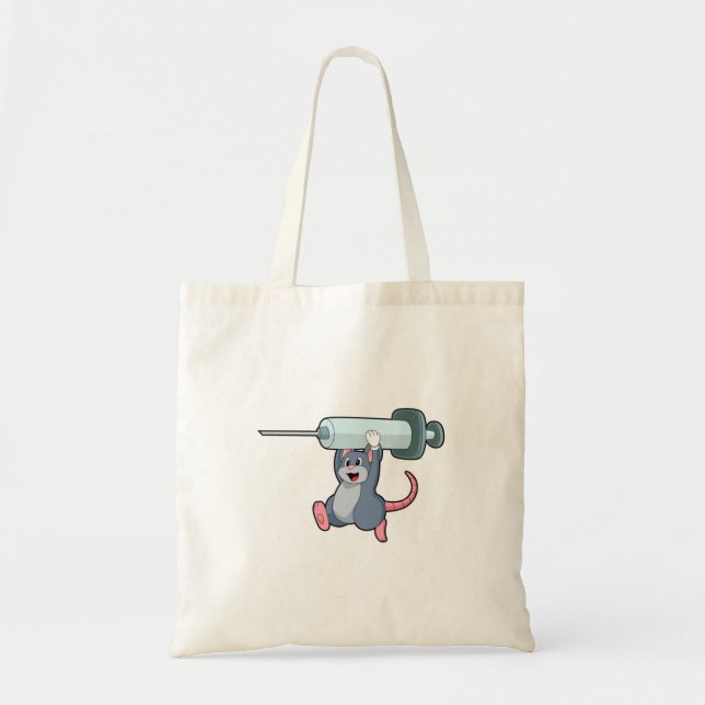 Bolso De Tela Ratón como enfermera con jeringas.PNG (Frente)