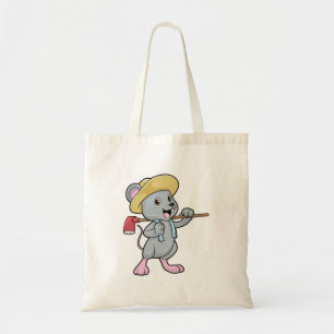 Bolso De Tela Ratón como granjero con hacha y Gorra