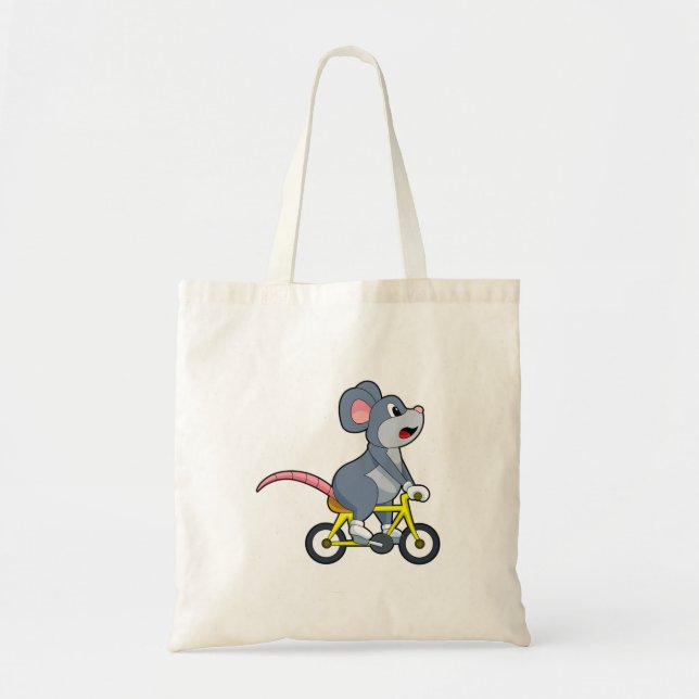 Bolso De Tela Ratón con bicicleta (Frente)