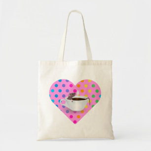 Bolso De Tela ratón de café de corazón
