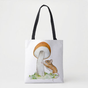 Bolso De Tela Ratón divertido con hongo silvestre
