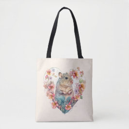Bolso De Tela Ratón dulce Mascota en una floral corazón de flore