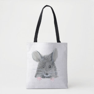 Bolso De Tela Ratón gris en Gingham