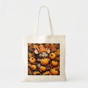 Bolso De Tela Ratón otoño adorable con Tote de calabazas