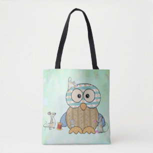 Bolso De Tela Ratones cosen lechuza