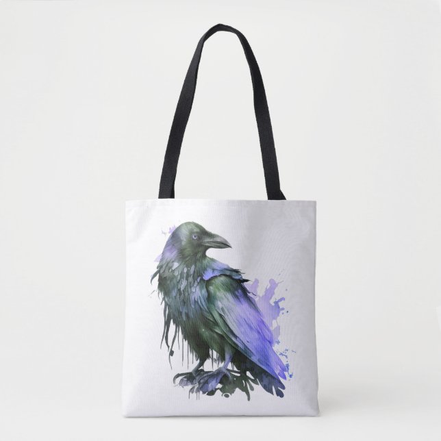 Bolso De Tela Raven acuarela - Azul (Anverso)
