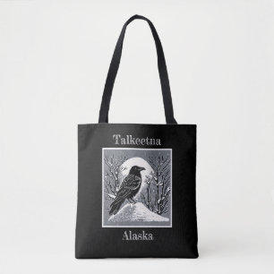 Bolso De Tela Raven de Talkeetna Alaska en nieve