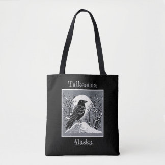 Bolso De Tela Raven de Talkeetna Alaska en nieve