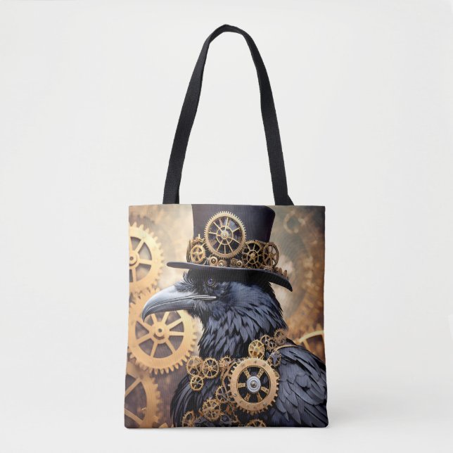 Bolso De Tela Raven en el arte de Hat Steampunk (Anverso)