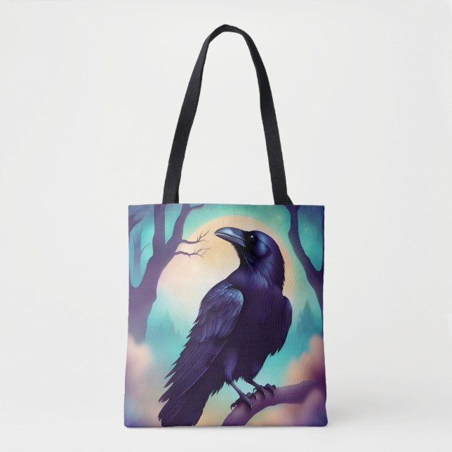 Bolso De Tela Raven in the moonlight Halloween  (Anverso)