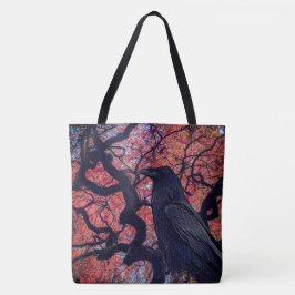 Bolso De Tela Raven negro y arce japonés brillante