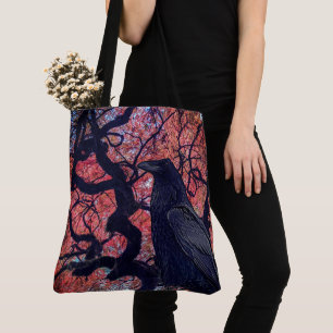 Bolso De Tela Raven negro y arce japonés brillante