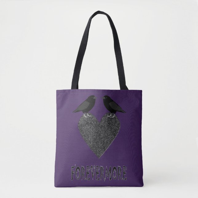 Bolso De Tela Ravens góticas y corazón negro (Anverso)