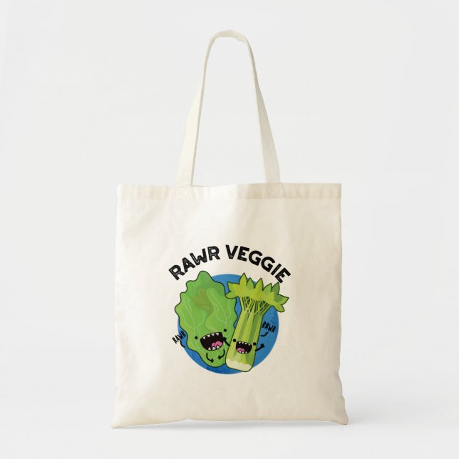 Bolso De Tela Rawr Veggie Funny Food Pun (Frente)