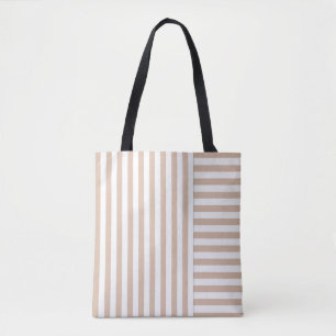 Bolso De Tela raya beige