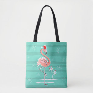 Bolso De Tela Raya del flamenco del navidad por todo el tote