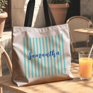 Bolso De Tela Raya turquesa Moderno Ajuar de Dama de Honor