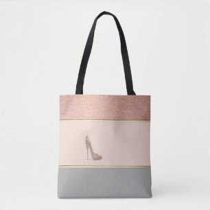 Bolso De Tela Rayadas Femeninas Modernas, Tacones Altos