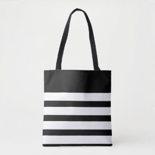 Bolso De Tela Rayado blanco y negro clásico