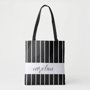 Bolso De Tela Rayado de estilo negro y blanco