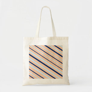 Bolso De Tela Rayado diagonal de melocotón y azul