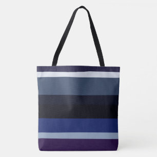 Bolso De Tela Rayas abstractas azules y moradas