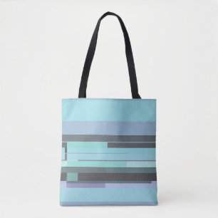 Bolso De Tela Rayas abstractas púrpura, verde y turquesa