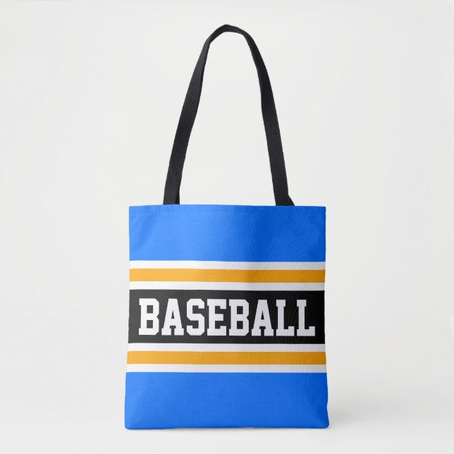 Bolso De Tela Rayas amarillas azul azul brillante de BÉISBOL atl (Anverso)