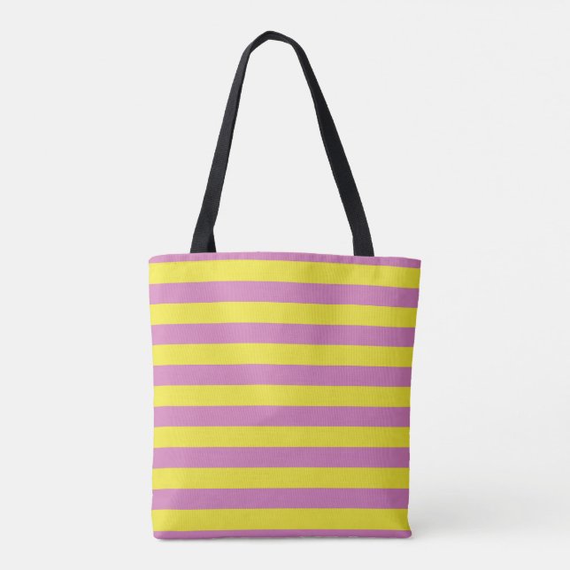 Bolso De Tela Rayas Amarillas Rosadas (Reverso)