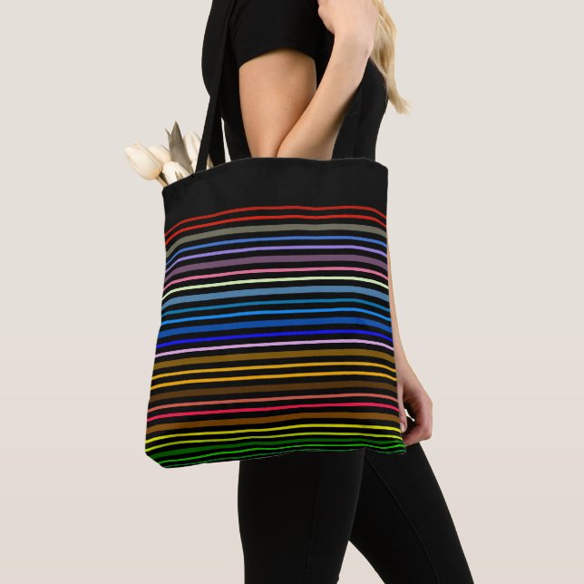 Bolso De Tela Rayas arcoiris (Detalle)
