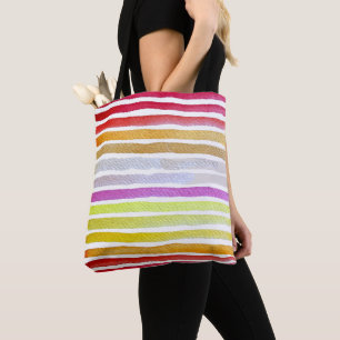 Bolso De Tela Rayas arcoiris linda acuarela
