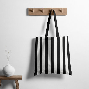 Bolso De Tela Rayas Atemporales Negro y Blanco